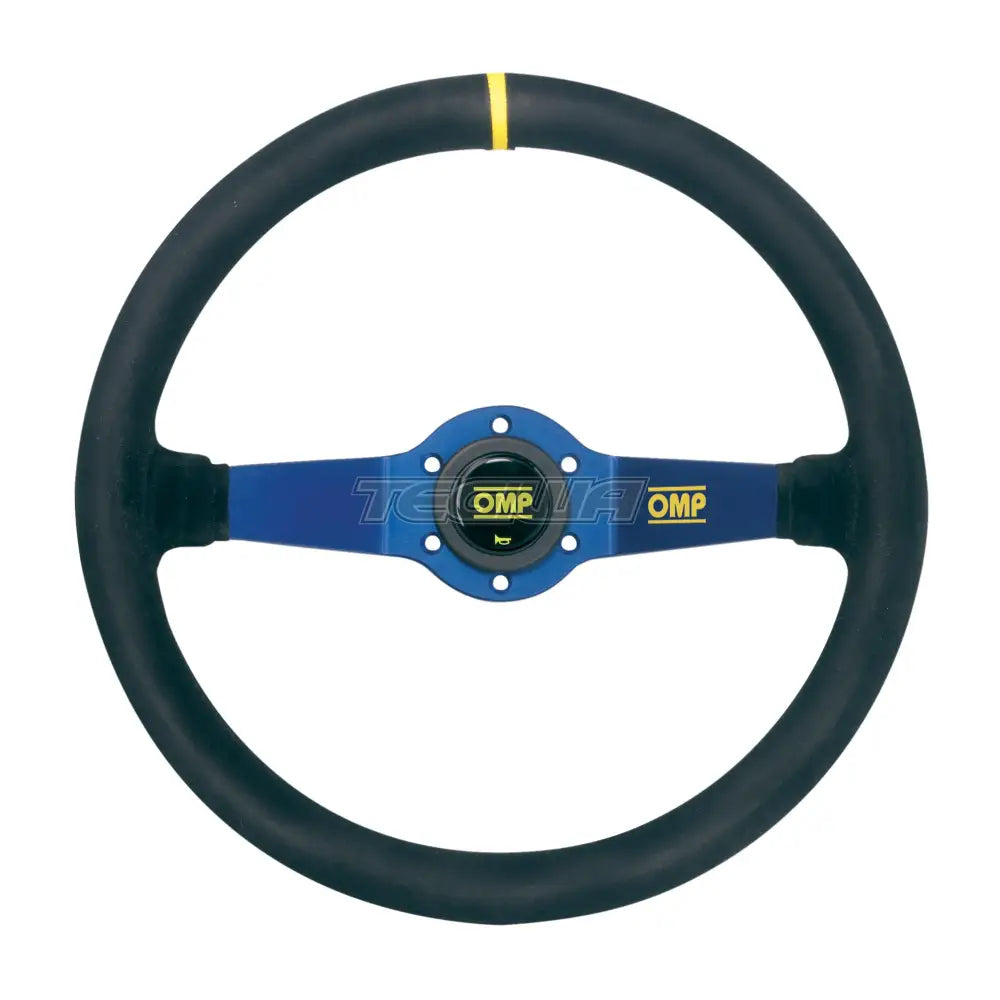 Omp Rally 350Mm 2-Spoke Black/Blue Suede Leather Steering Wheel Black Wheels And Accessories