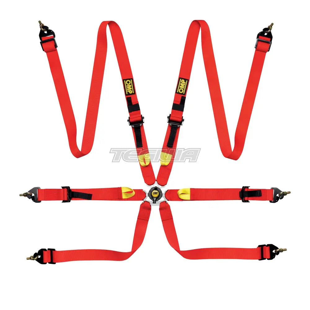 Omp Safety Harness First 2In Fia 8853-2016 Pull Up Steel Adjustable Red Harnesses