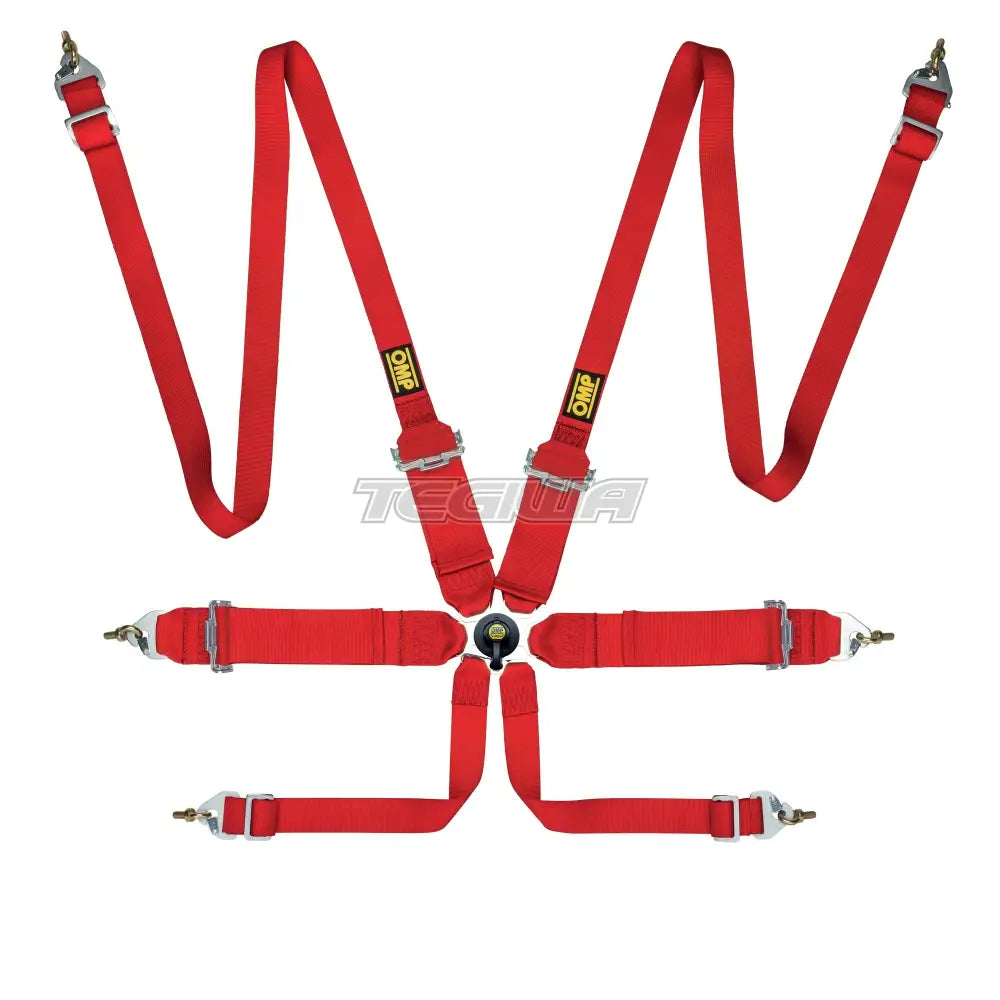 Omp Safety Harness First 3 + 2In Pull Up Fia 8853-2016 Red Harnesses