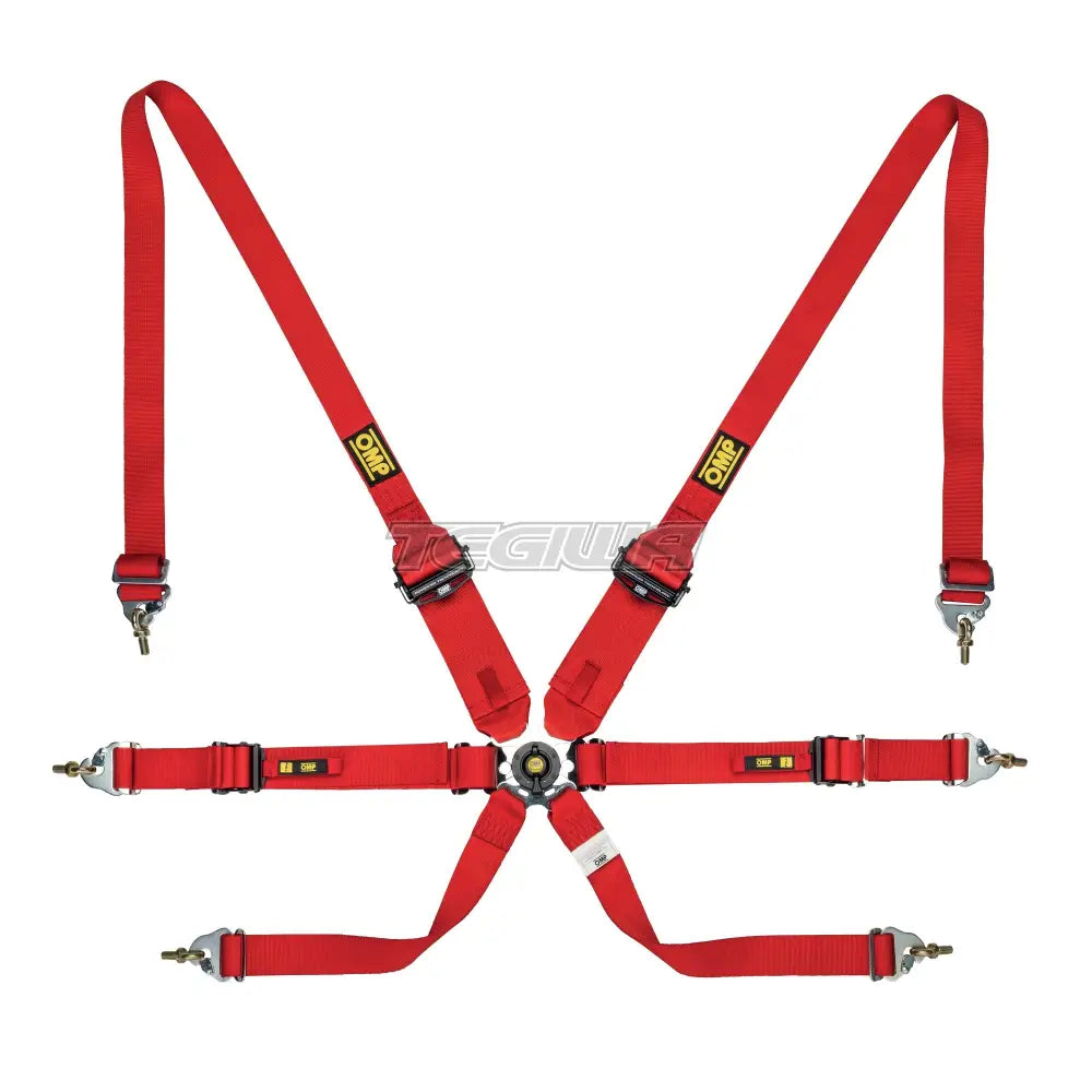 Omp Safety Harness One 2In Convertible Pull Up/Down - Fia 8853-2016 Red Harnesses