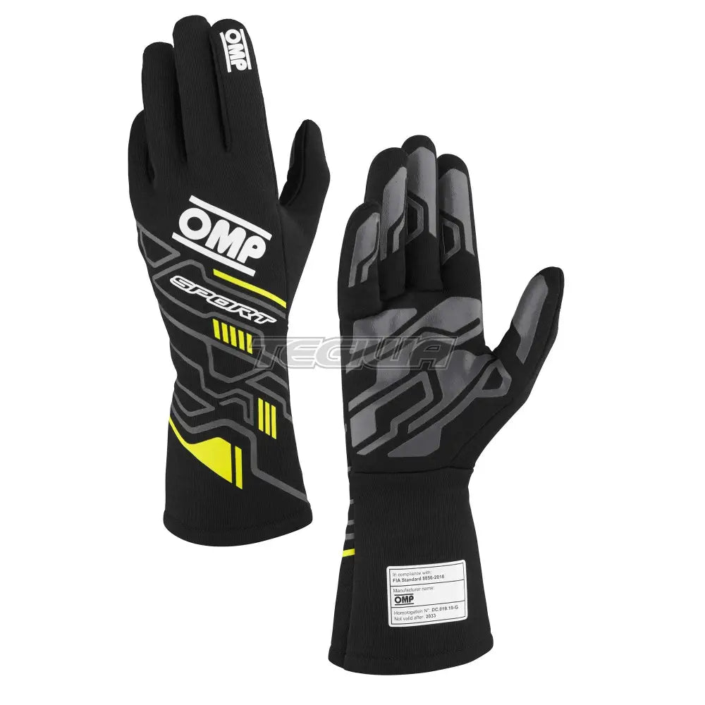 Omp Sport Gloves Fia 8856-2018 Black / Fluorescent Yellow L