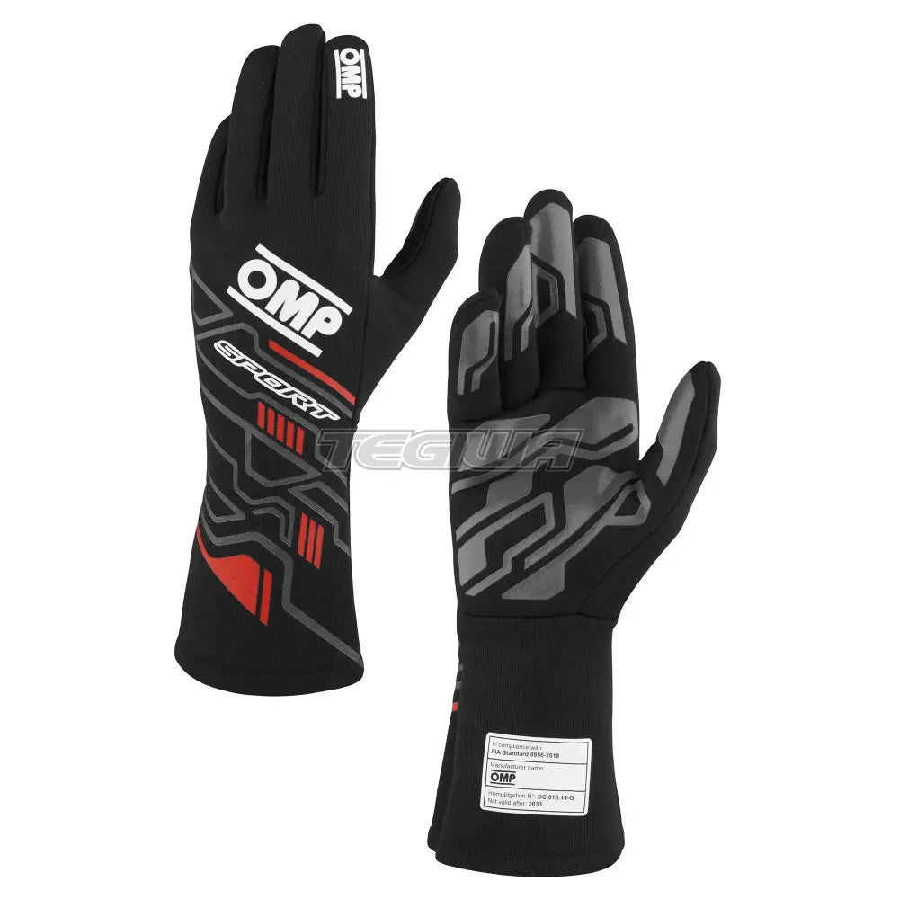 Omp Sport Gloves Fia 8856-2018 Black / Red L