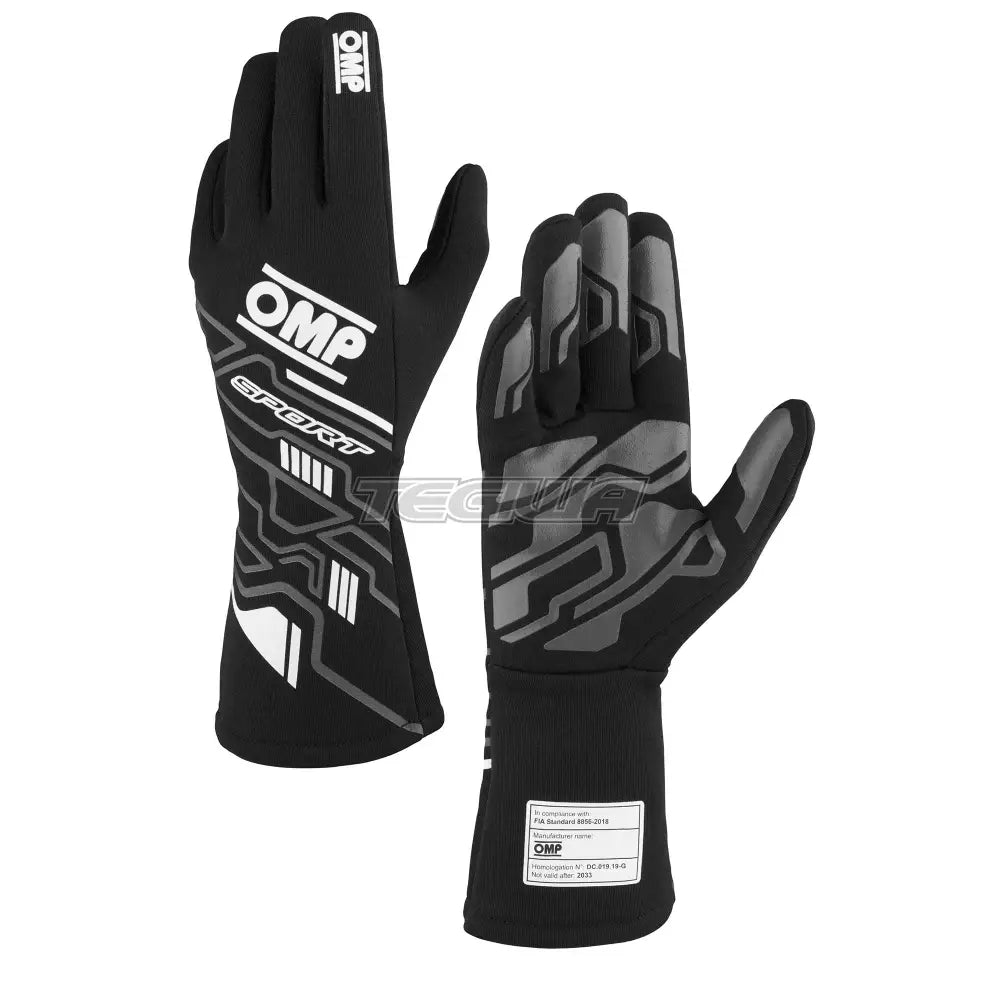 Omp Sport Gloves Fia 8856-2018 Black / White L