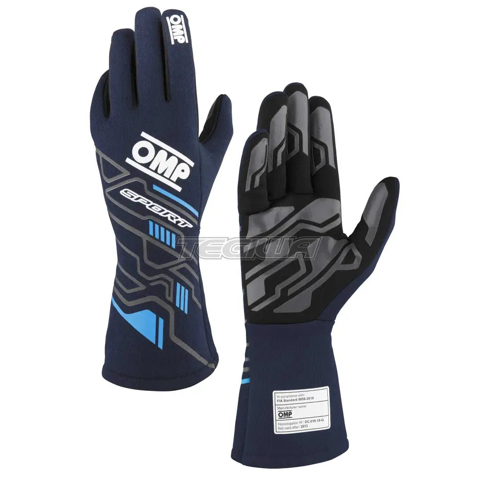 Omp Sport Gloves Fia 8856-2018 Navy Blue / Cyan L