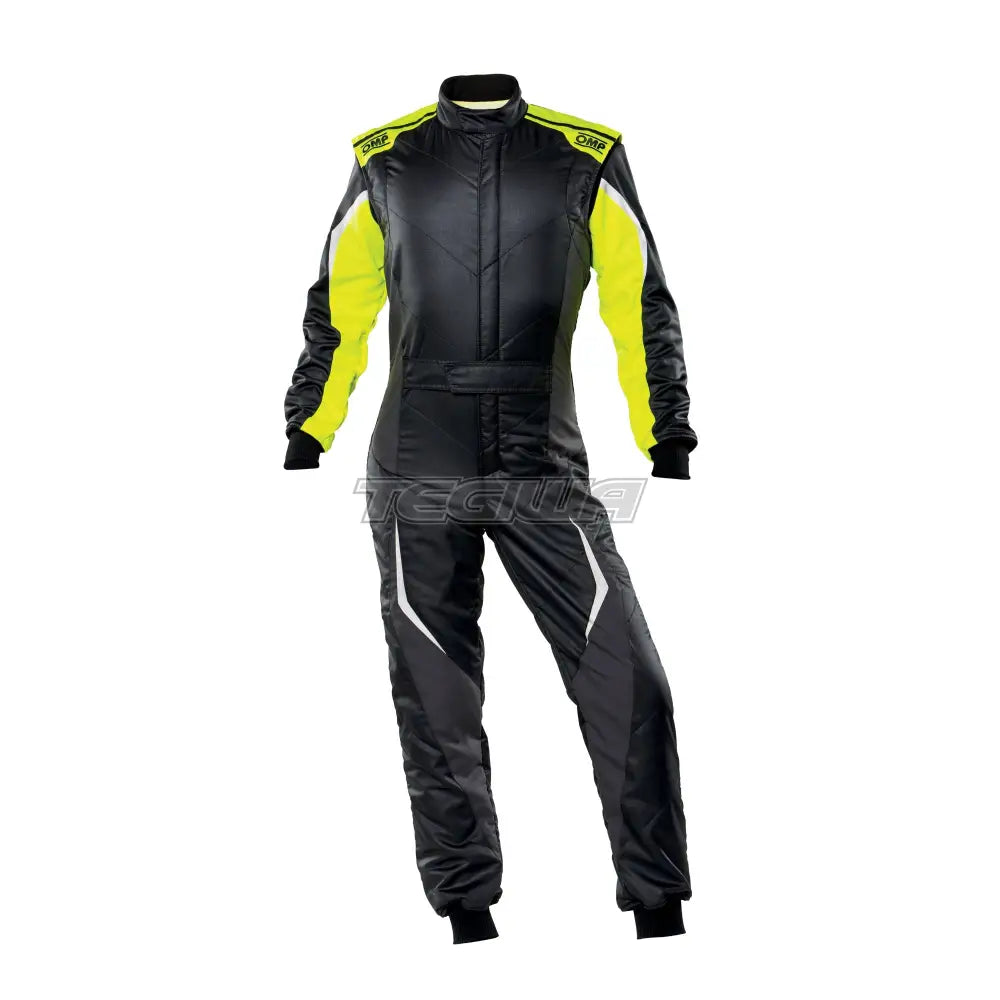 Omp Tecnica Evo Overall Fia 8856-2018 Black / Fluorescent Yellow Eu Size 44 Suits