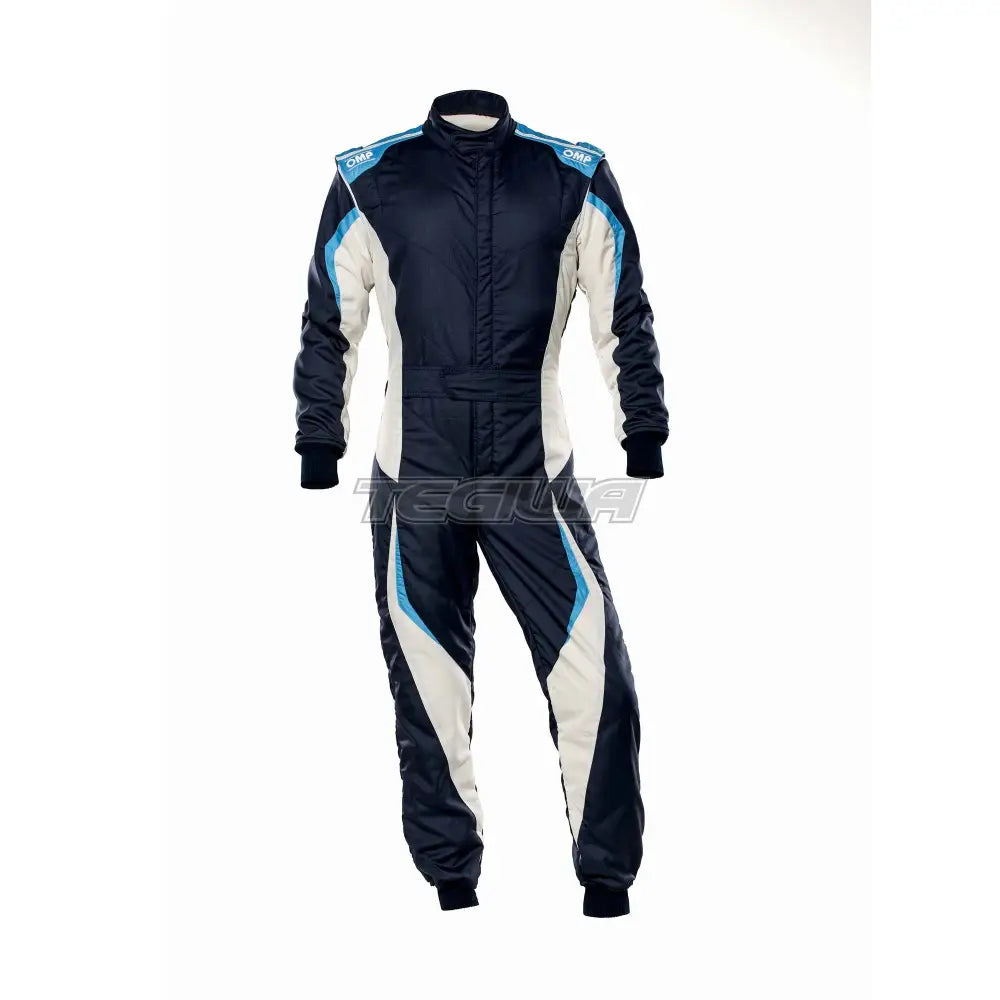 Omp Tecnica Evo Overall Fia 8856-2018 Navy Blue / Grey Cyan Eu Size 44 Suits