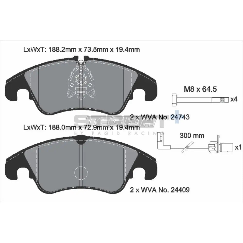 Pagid Street + Brake Pads Audi S5 8T Quattro 07-17 Front