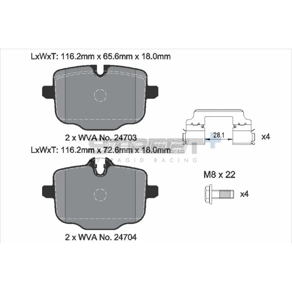 Pagid Street + Brake Pads Bmw M2 G42 G87 22 Rear