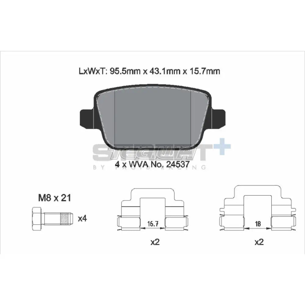 Pagid Street + Brake Pads Ford Focus Mk2 Rs 09-11 Rear