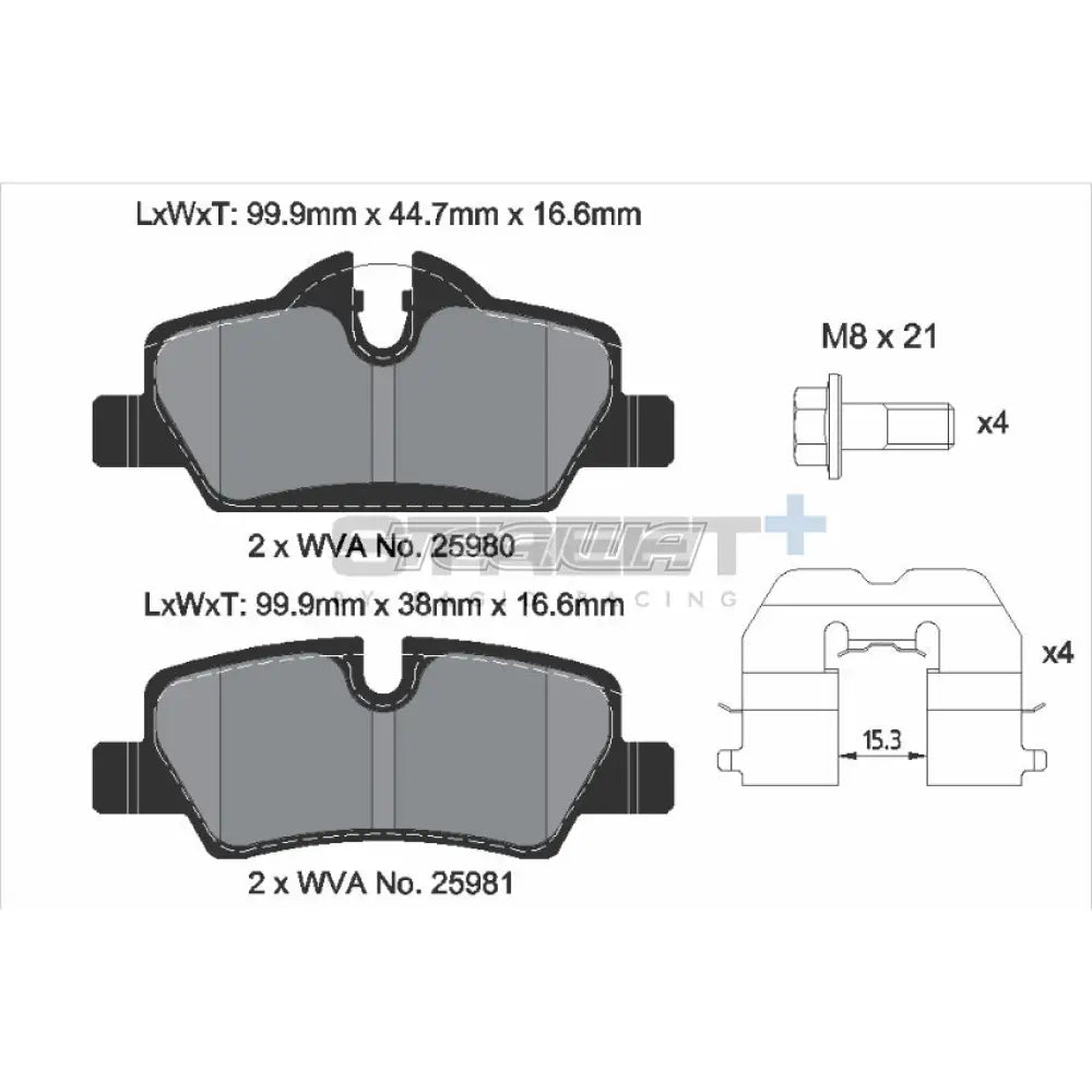 Pagid Street + Brake Pads Mini Cooper Jcw F5X 13-14 Rear