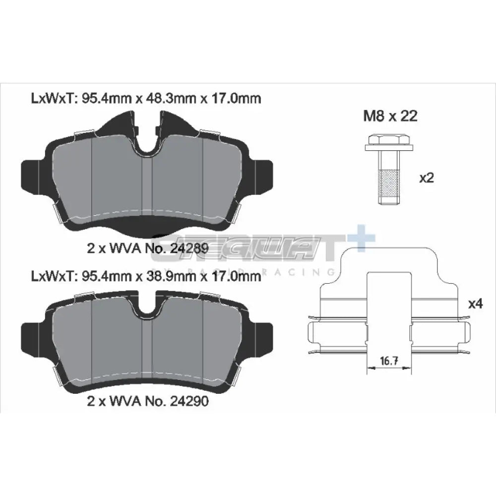 Pagid Street + Brake Pads Mini Cooper S R5X 06-15 Rear