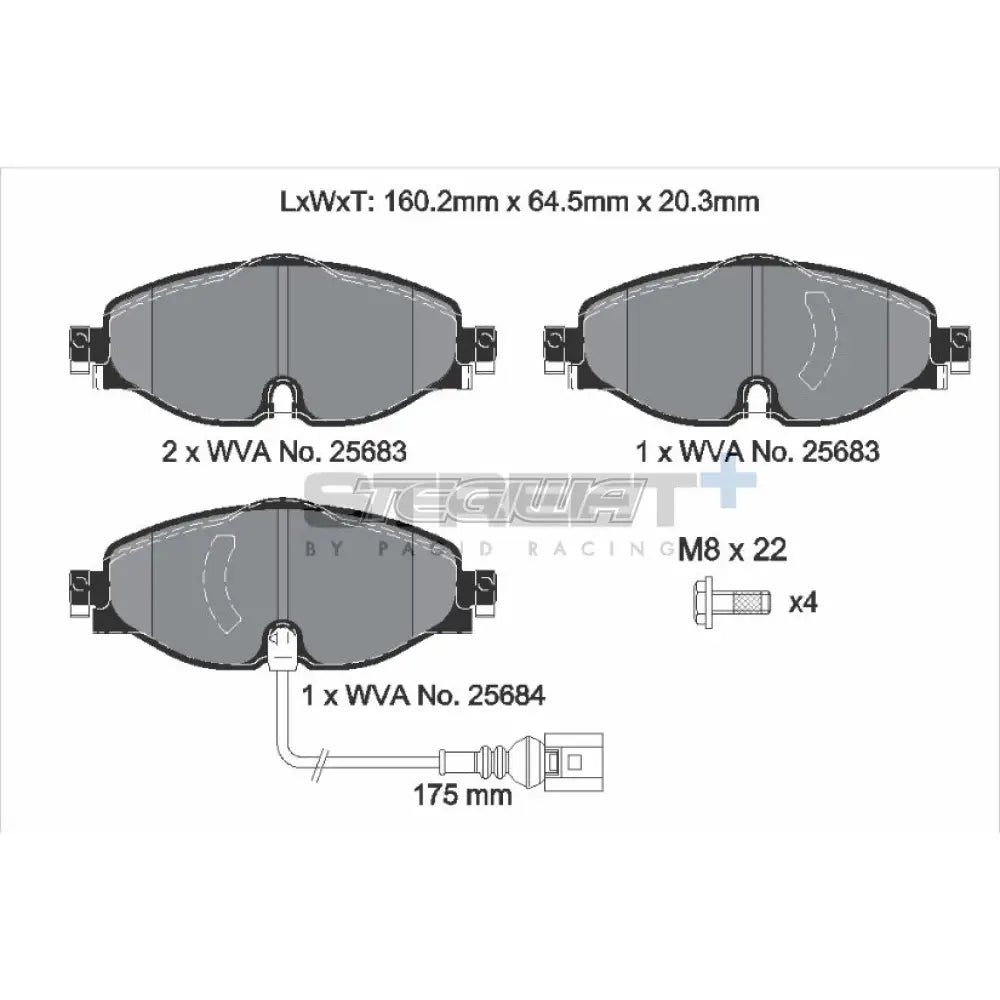 Pagid Street + Brake Pads Seat Leon Cupra 5F8 15 Front - T8122Sp2001