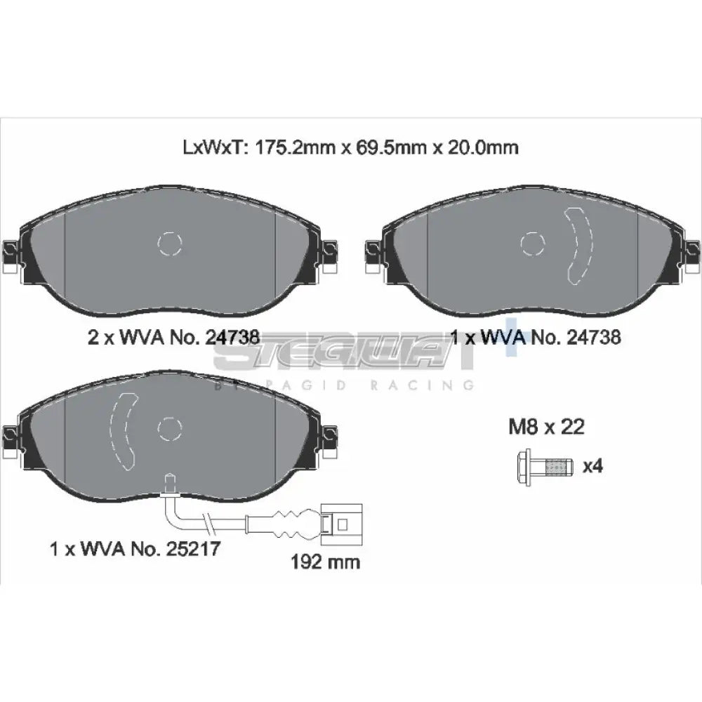 Pagid Street + Brake Pads Skoda Octavia Vrs 5E 12-17 Front - T8192Sp2001