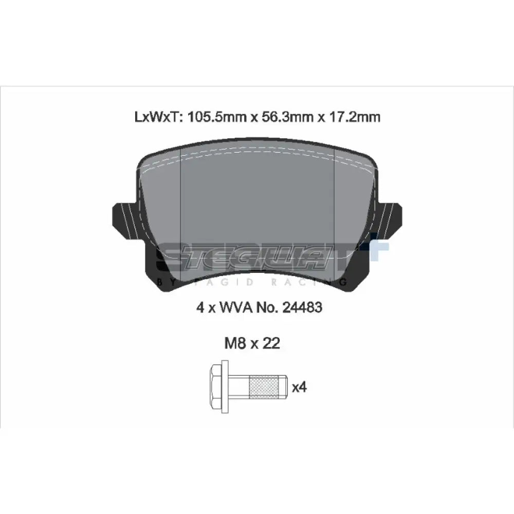 Pagid Street + Brake Pads Volkswagen Golf Mk5 Gti 04-09 Rear - T8075Sp2001