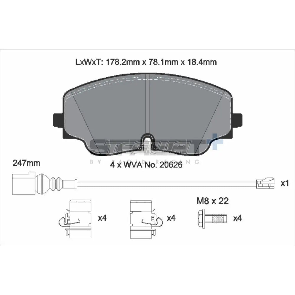 Pagid Street + Brake Pads Volkswagen Golf Mk8 Gti 20 Front - T8218Sp2001