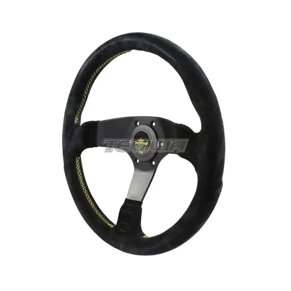 Personal Fitti Corsa Suede Steering Wheel Black with Yellow Stitching 350mm