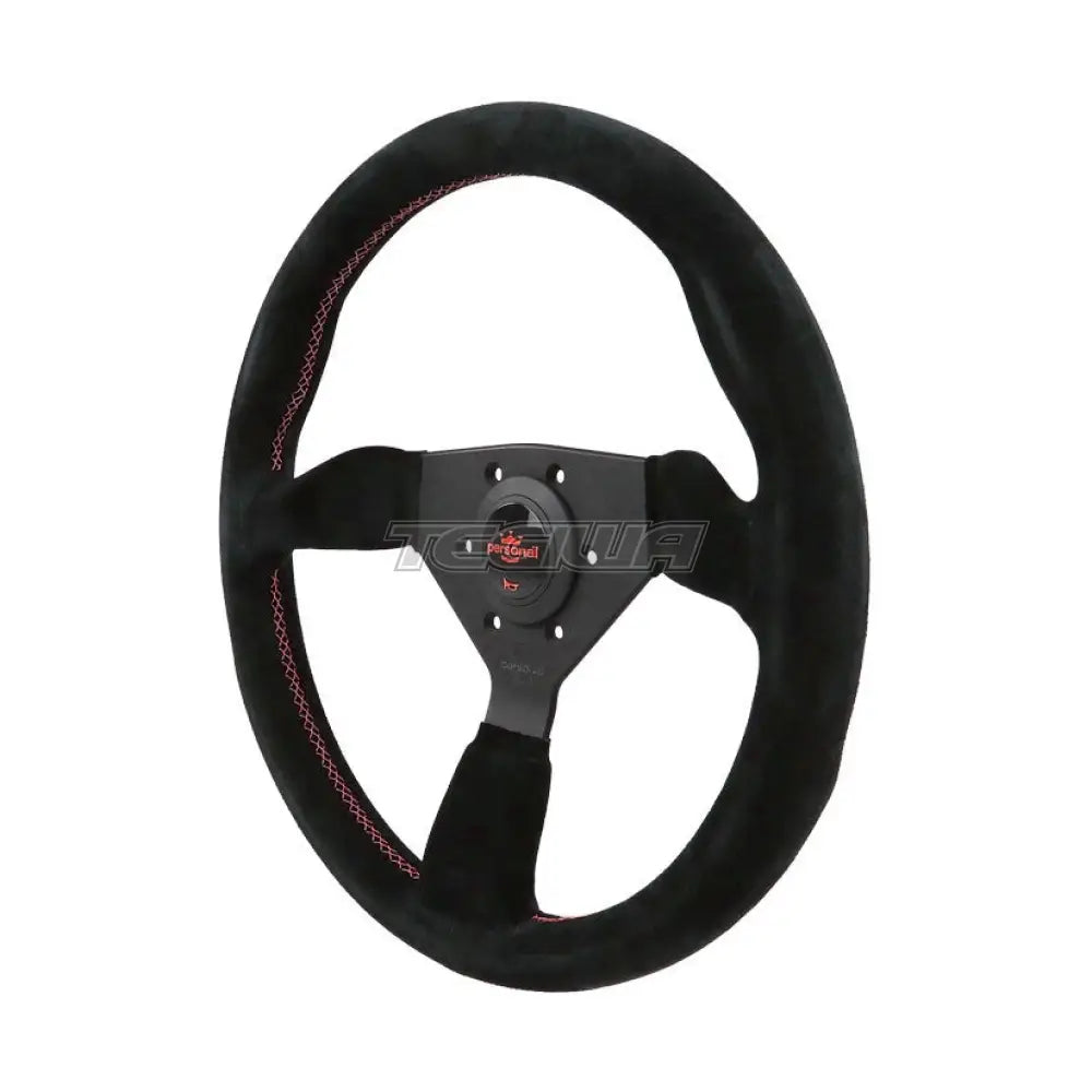 Personal Neo Grinta Steering Wheel Black With Red Stitching 330Mm Suede Wheels And Accessories