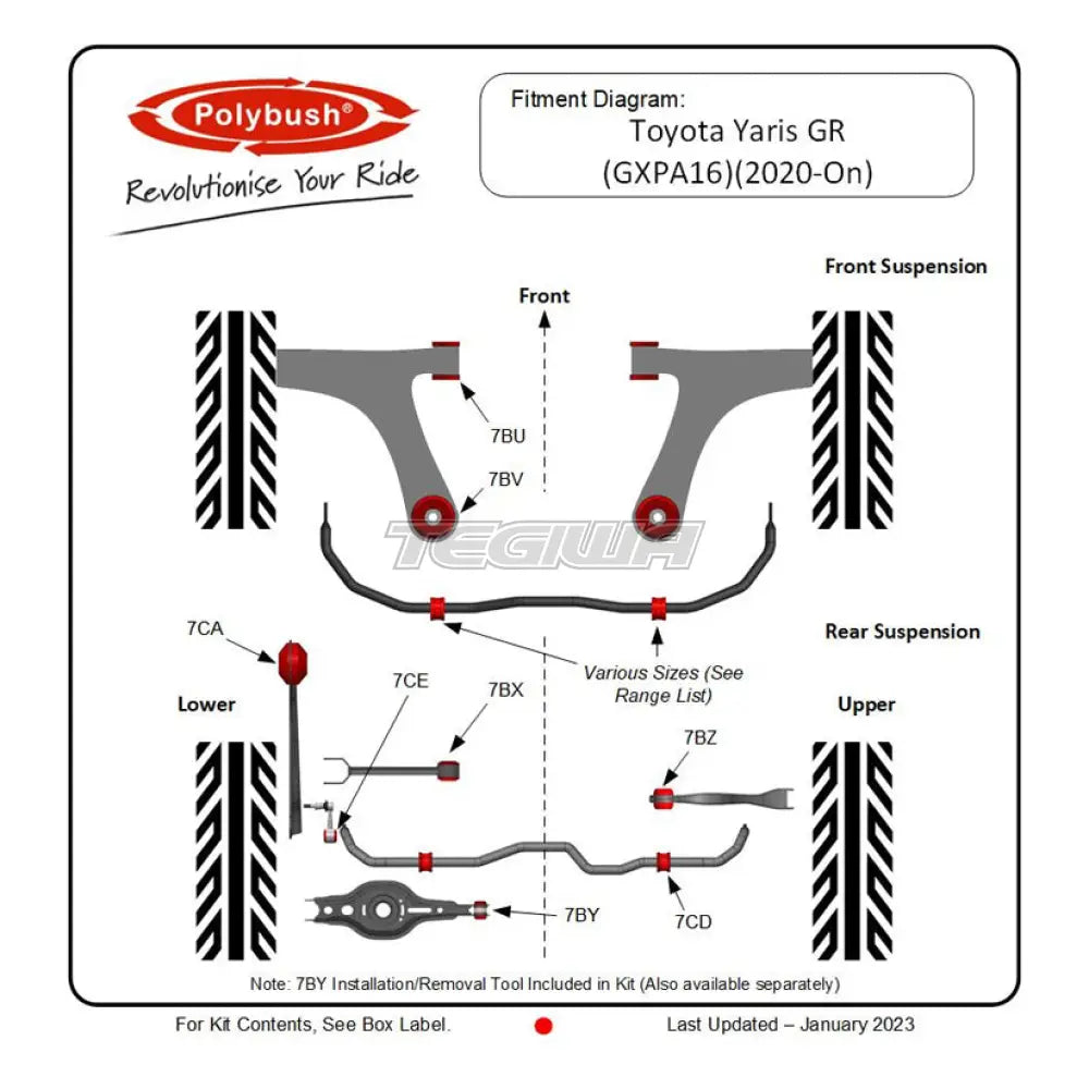 Polybush Front Arb Hi-Performance 24Mm Bush Toyota Gr Yaris 21 + Bushes