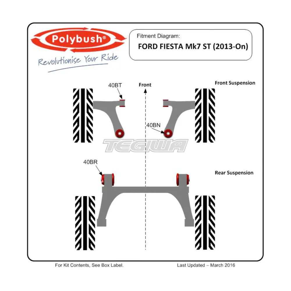 Polybush Front Wishbone Bush 14Mm Bolt Ford Fiesta St 180 Mk7 13-17 Bushes