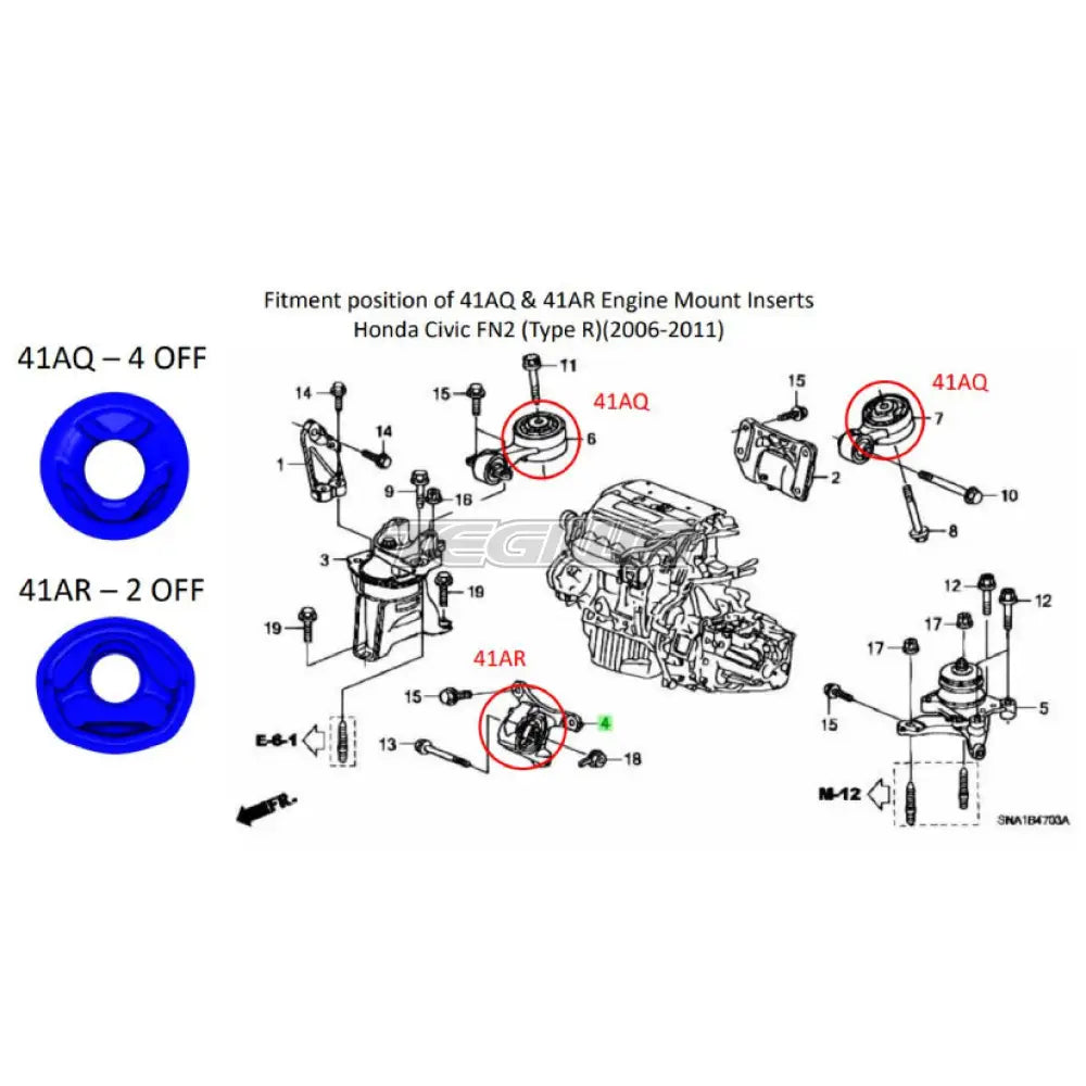 Polybush Honda Civic Type R FN2 Engine Mount Insert Kit