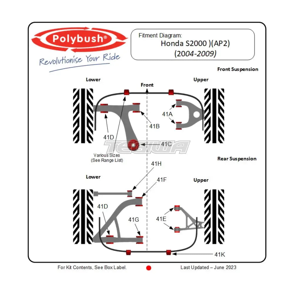 Polybush Honda S2000 04- Full Kit Bushes