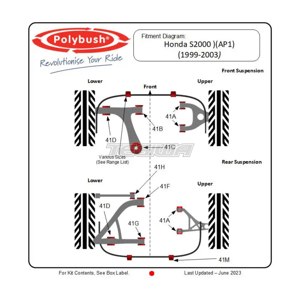 Polybush Honda S2000 99-03 Full Kit Bushes