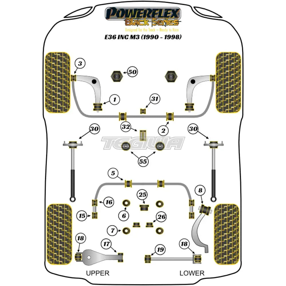 Powerflex All Series Adjustable Rear Lower Control Arm Kit Bmw 3 E36 Inc M3 90-98 Bushes