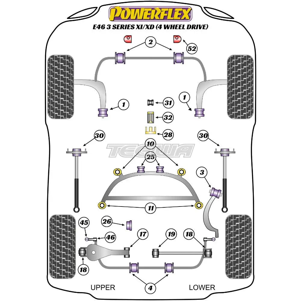 Powerflex All Series Adjustable Rear Lower Control Arm Kit Bmw 3 E46 Xi Xd 4Wd 99-06 Bushes