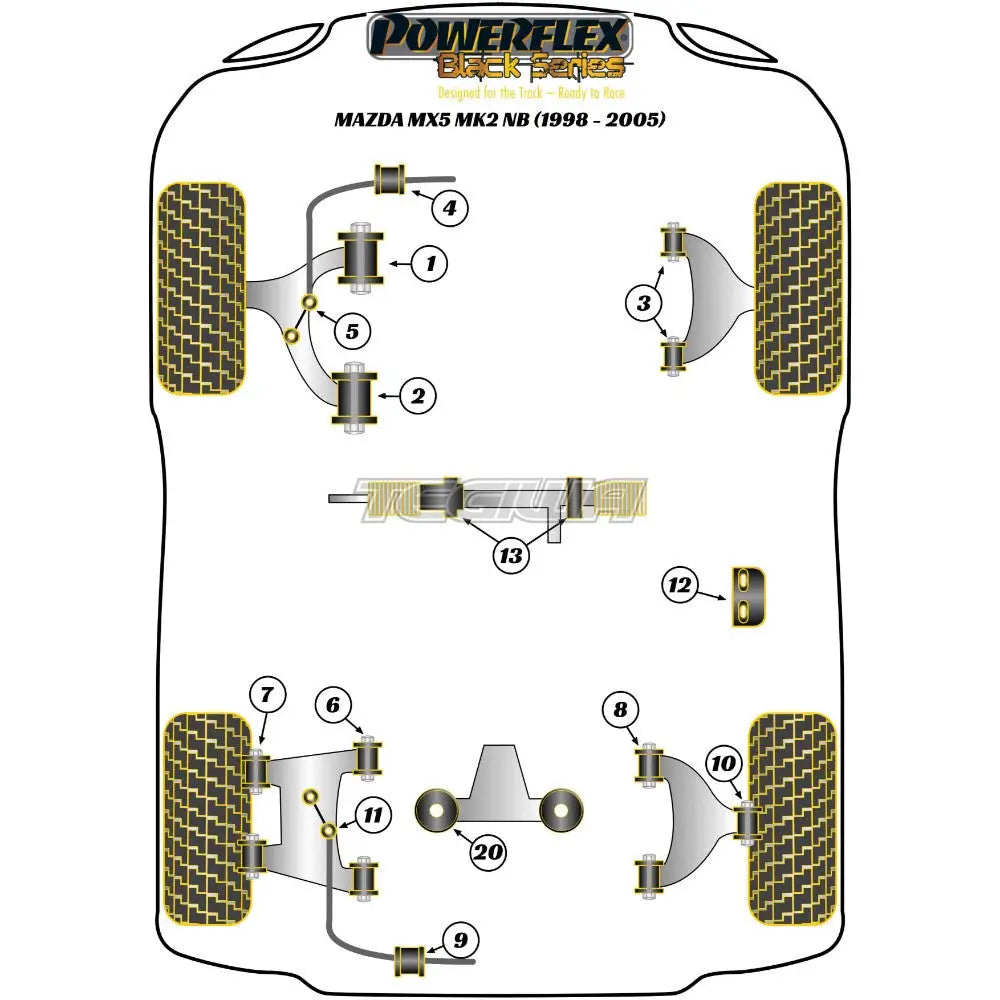 Powerflex All Series Door Stop Bush Kit Mazda Mx-5 Miata Eunos Mk2 Nb 98-05 Bushes