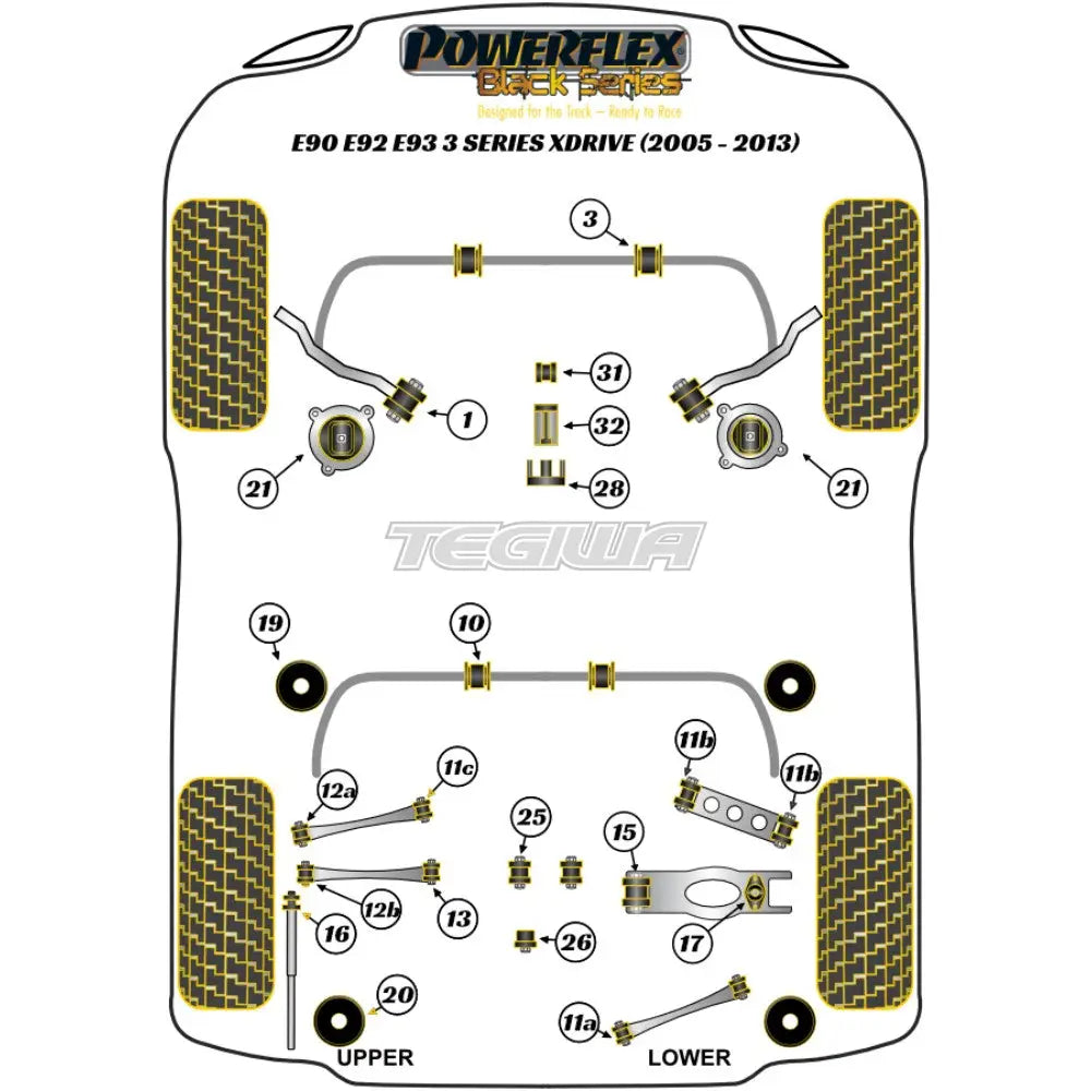 Powerflex Black Series Engine Mount Insert Kit Bmw 3 E90 E91 E92 E93 E9X Xdrive 05-13 Mounts