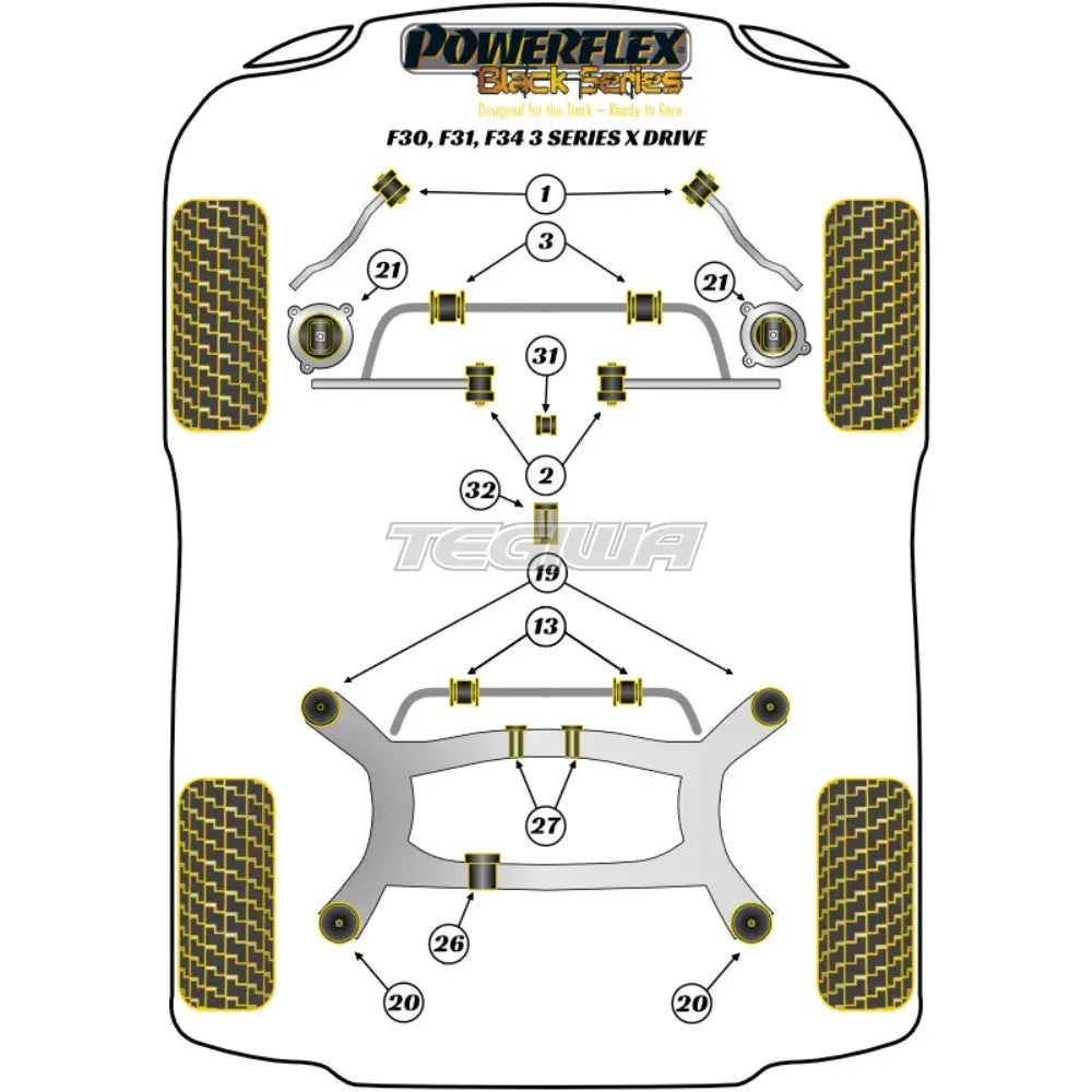 Powerflex Black Series Engine Mount Insert Kit Bmw 3 F30 F31 F34 F80 F3X Sedan Touring Xdrive 11-18