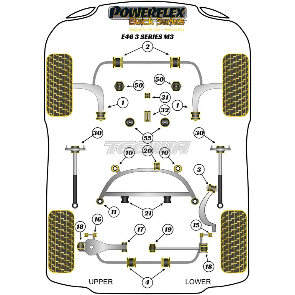 Powerflex Black Series Exhaust Mounting Bush Inc Bracket Bmw 3 E46 M3 Csl 99-06 Gaskets Flanges &