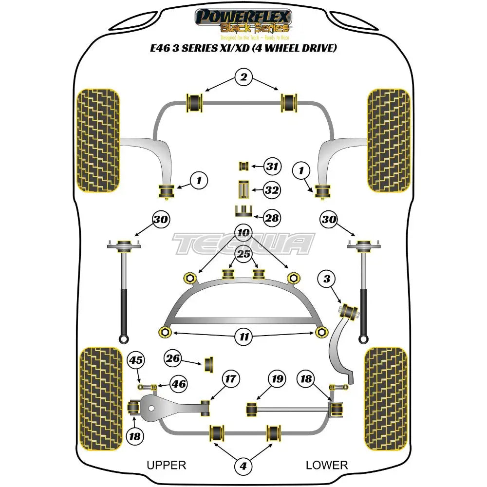 Powerflex Black Series Exhaust Mounting Bush Inc Bracket Bmw 3 E46 Xi Xd 4Wd 99-06 Gaskets Flanges