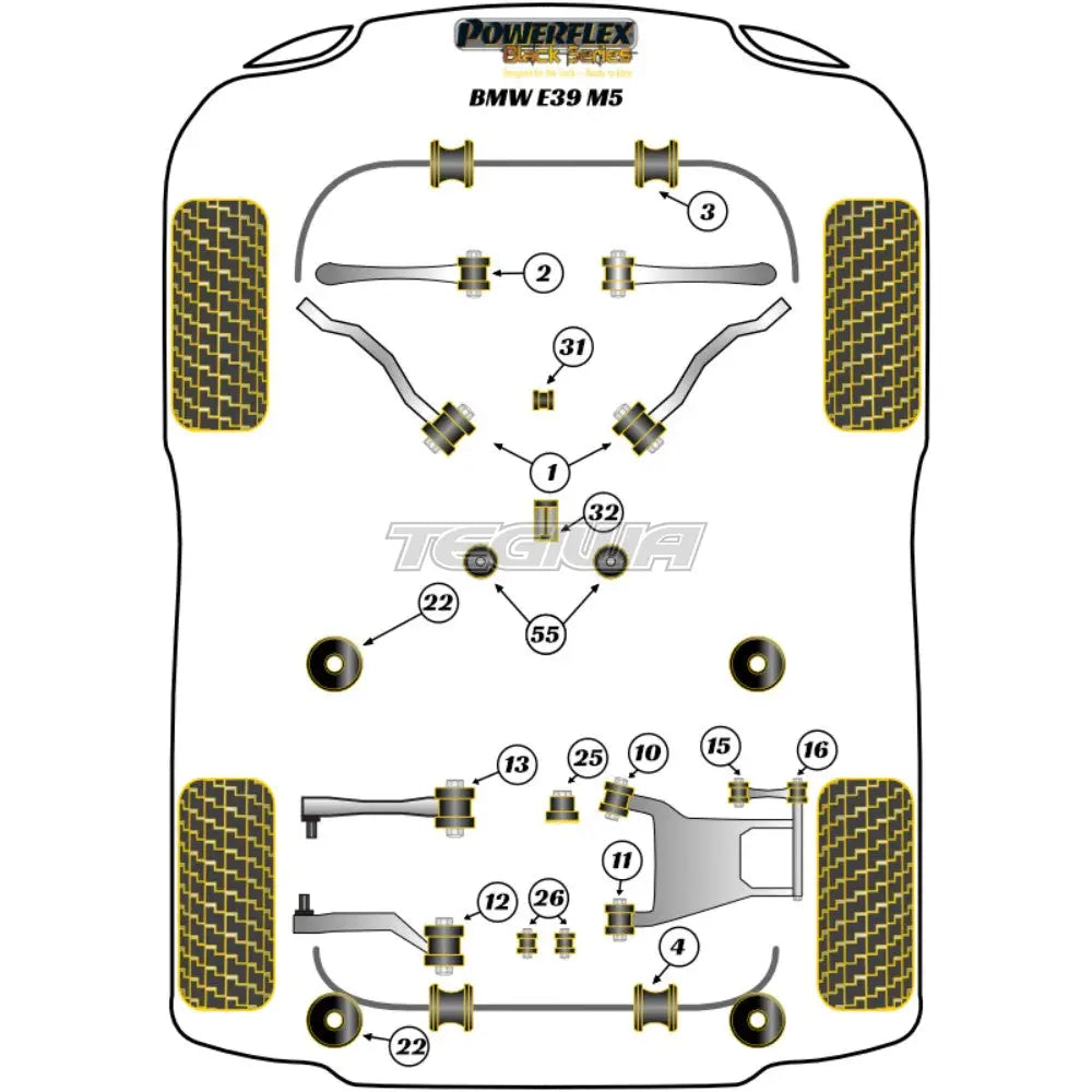 Powerflex Black Series Exhaust Mounting Bush Inc Bracket Bmw 5 E39 M5 96-04 Gaskets Flanges & Clamps