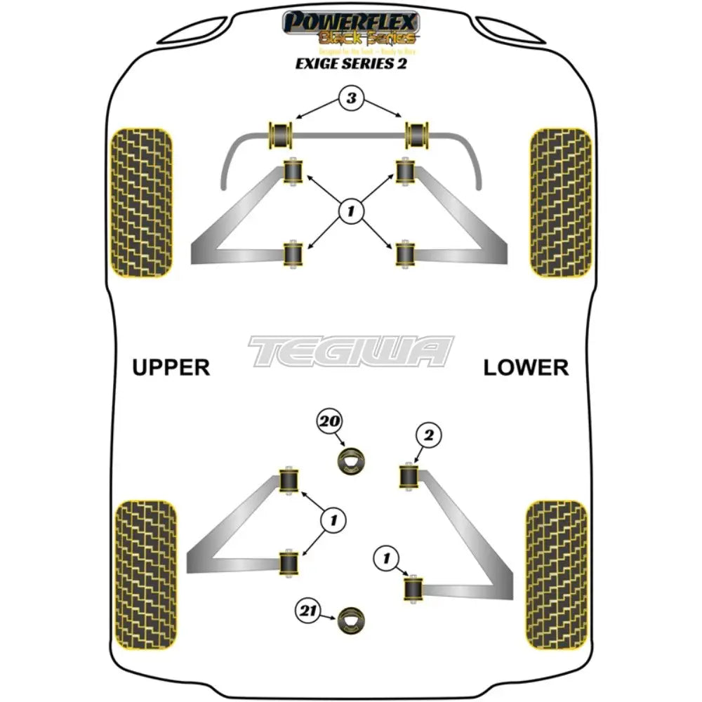 Powerflex Black Series Front And Rear Wishbone Bush Lotus Exige 2 00-21 Bushes