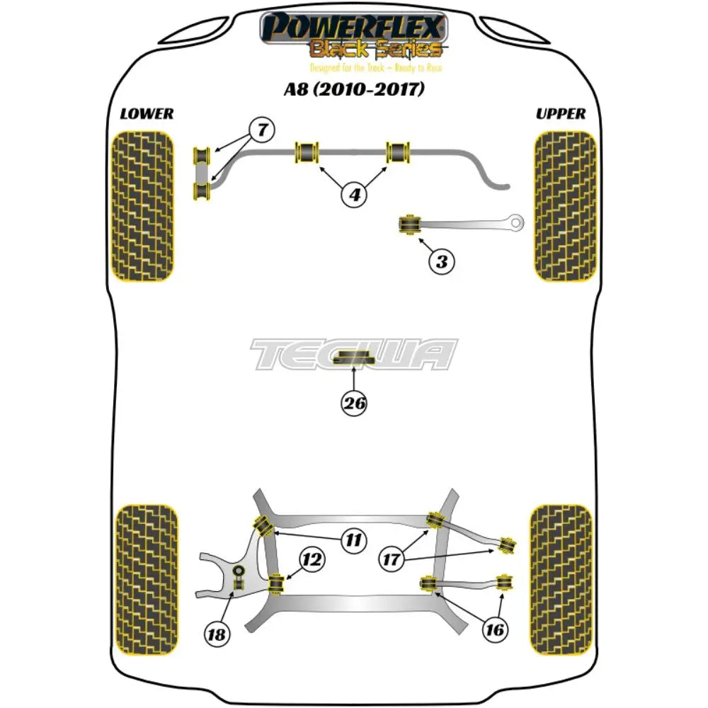 Powerflex Black Series Front Anti Roll Bar Bush 23Mm Audi A8 S8 D4 Quattro 10-17 Bushes