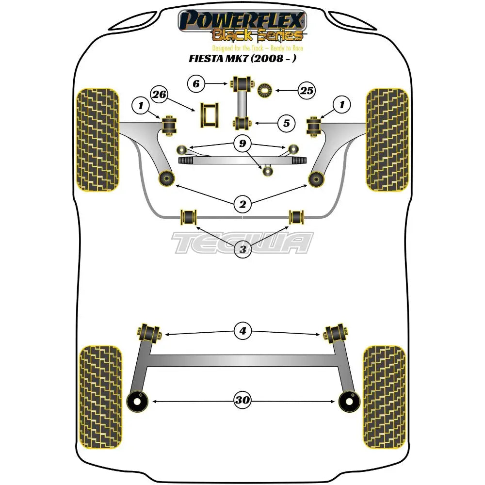 Powerflex Black Series Front Anti Roll Bar To Chassis Bush 22Mm Ford Fiesta Mk7 Inc St 08-17 Bushes