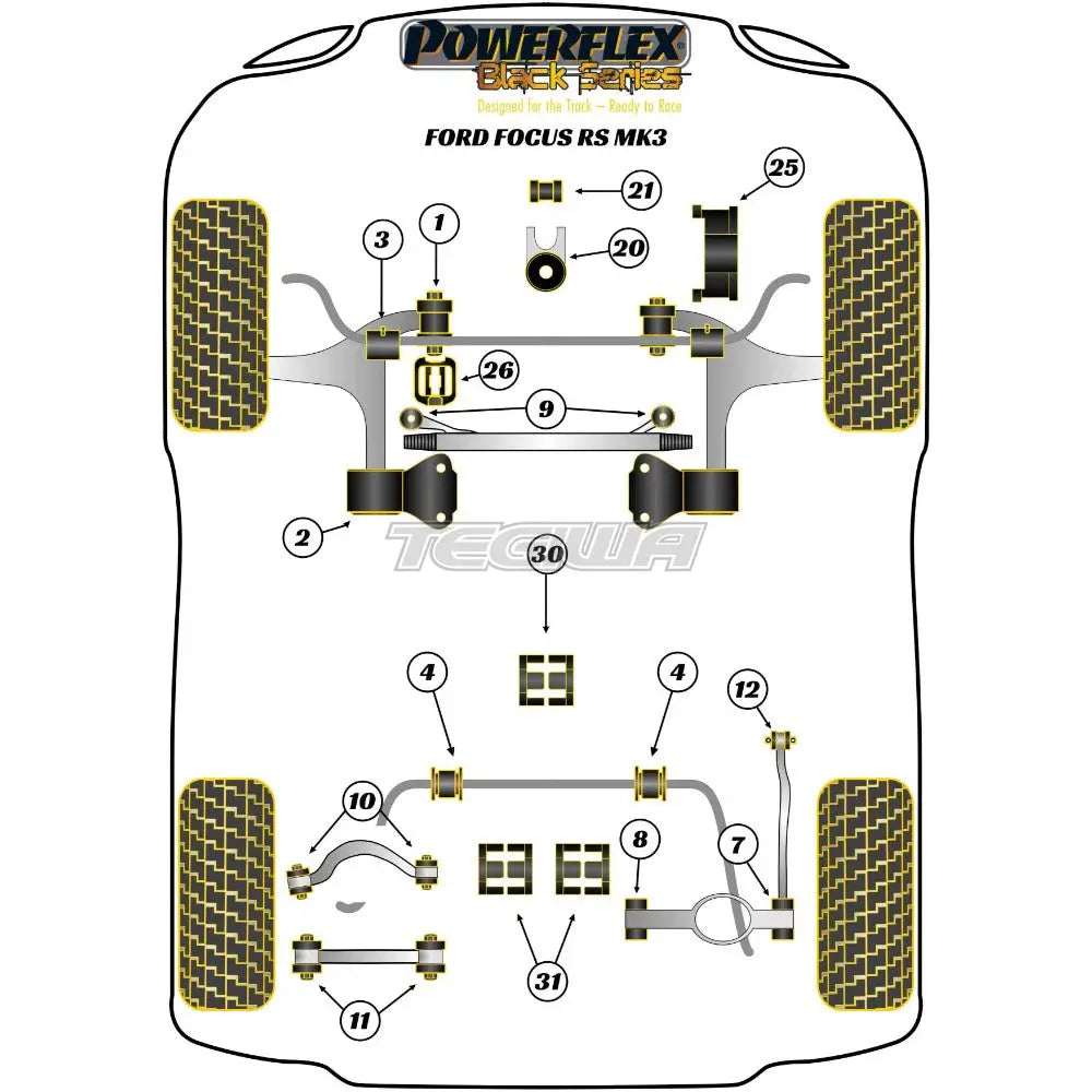 Powerflex Black Series Front Anti Roll Bar To Chassis Bush 24Mm Ford Focus Mk3 Inc St Rs 11-18