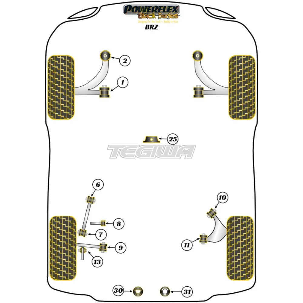 Powerflex Black Series Front Arm Rear Bush Camber Adjust Subaru Brz 2Nd Gen 21 + Bushes
