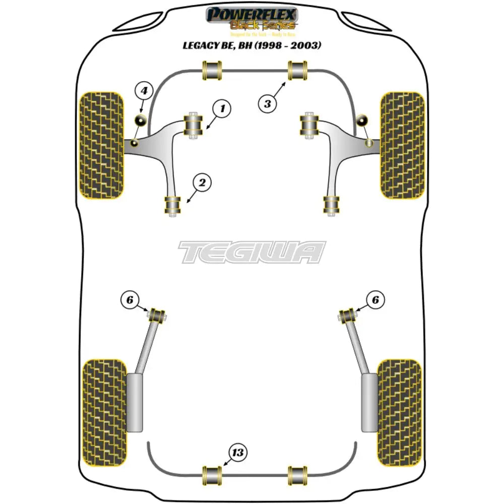 Powerflex Black Series Front Arm Rear Bush Caster Adjust Subaru Legacy Be Bh 98-03 Bushes