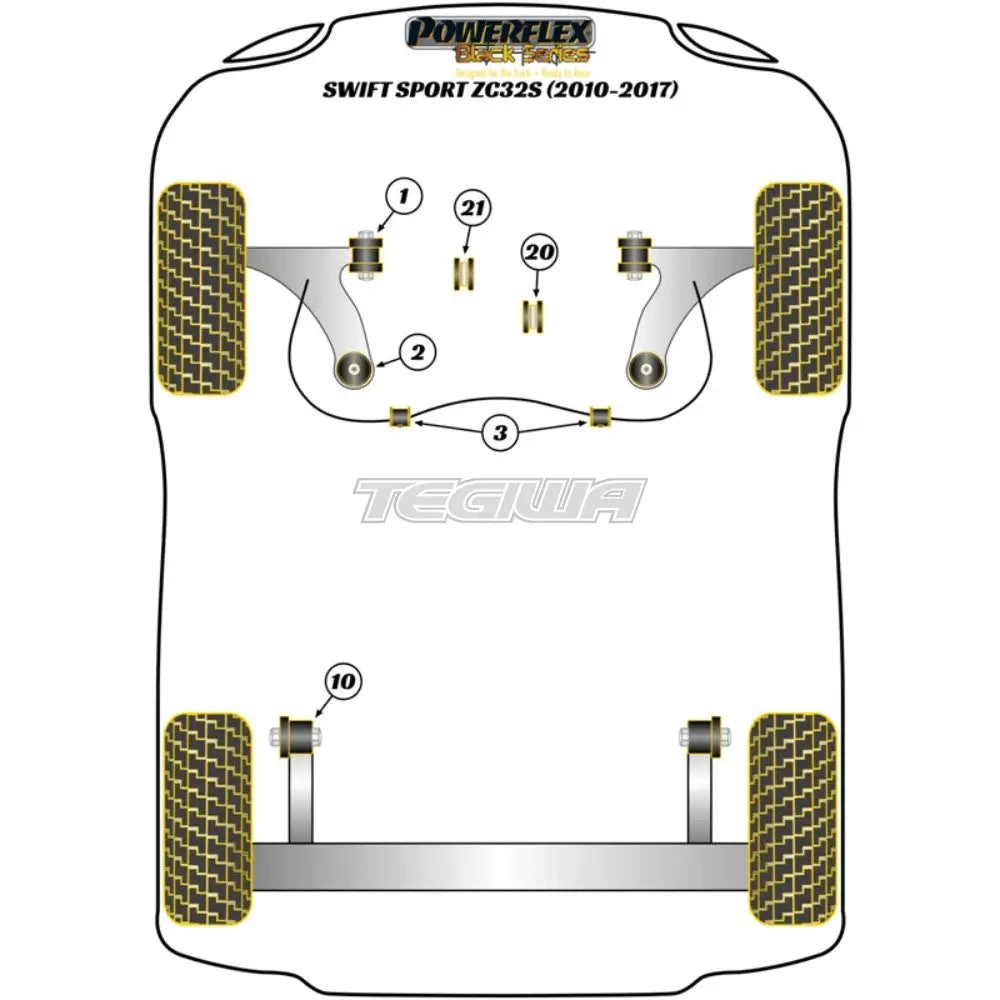 Powerflex Black Series Front Arm Rear Bush Caster Adjustable Suzuki Swift Sport Mk3 Zc32S 10-17
