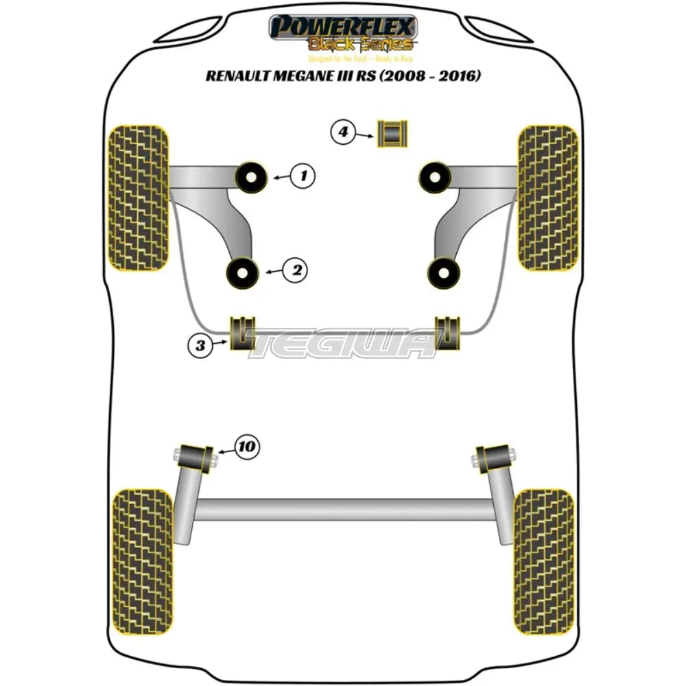 Powerflex Black Series Front Arm Rear Bush Caster Offset Renault Megane Iii Inc Rs 08-17 Bushes