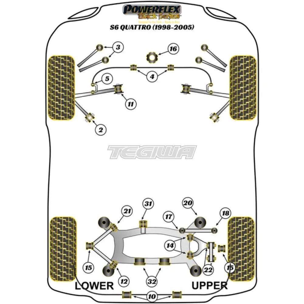 Powerflex Black Series Front Lower Arm Inner Bush Audi A6 S6 Rs6 C5 Quattro 97-05 Bushes