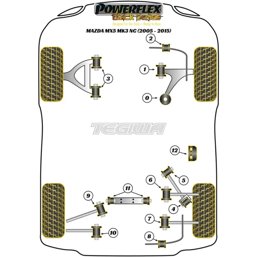 Powerflex Black Series Front Lower Arm Rear Bush Mazda Mx-5 Miata Eunos Mk3 Nc 05-15 Bushes