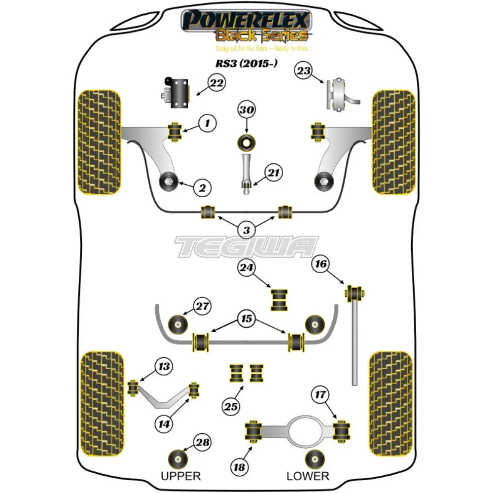 Powerflex Black Series Front Lower Engine Mount Hybrid Bush Large Track/Msport Audi A3 S3 Rs3 8V