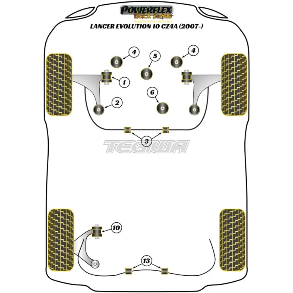 Powerflex Black Series Front Lower Rear Diff Mount Msport Mitsubishi Lancer Evolution X Cz4A 10 16