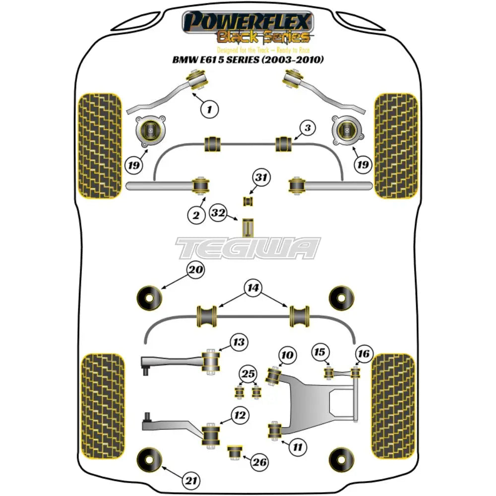 Powerflex Black Series Front Radius Arm To Chassis Bush Bmw 5 E60 E61 Touring 03-10 Bushes