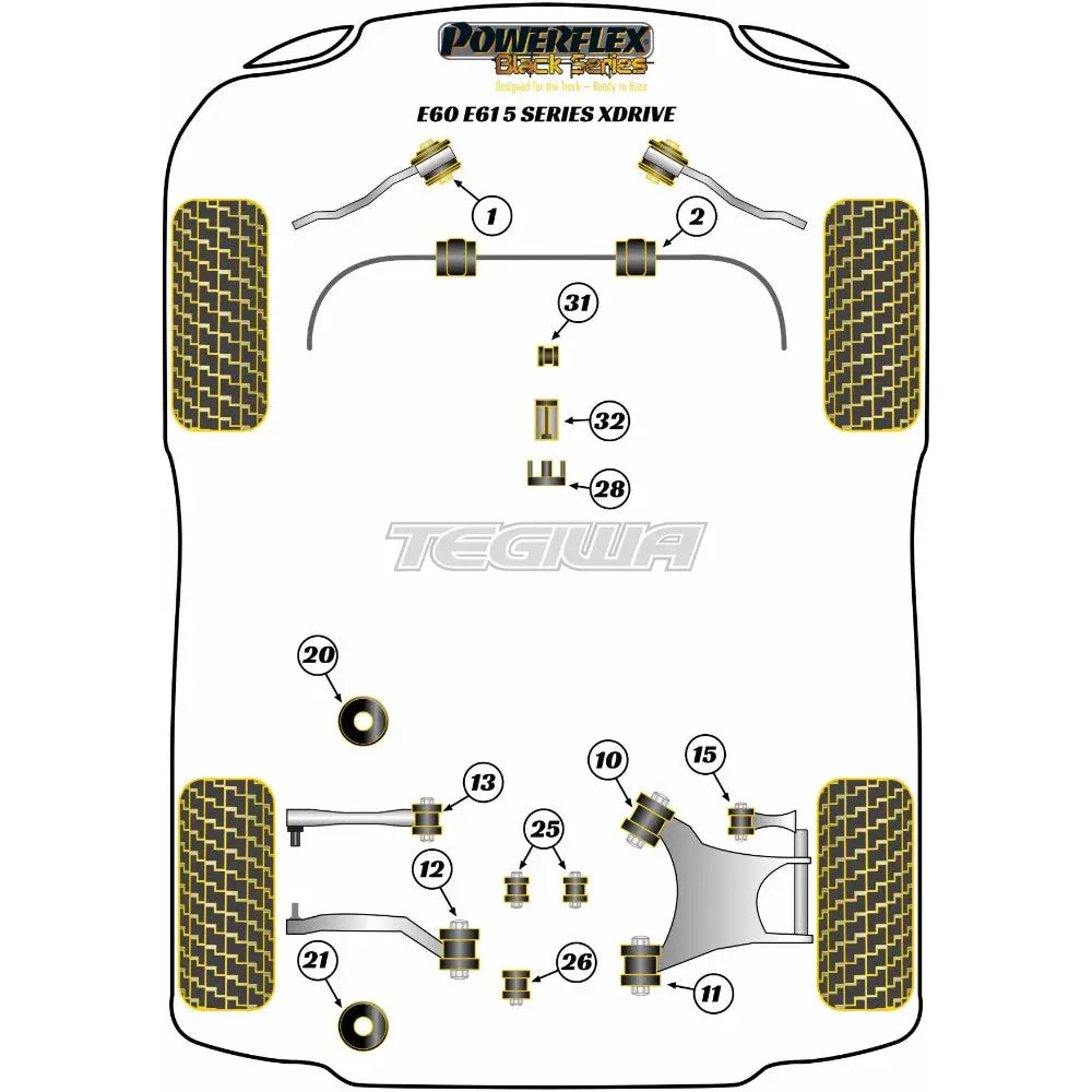 Powerflex Black Series Front Radius Arm To Chassis Bush Bmw 5 E60 E61 Xdrive 03-10 Bushes