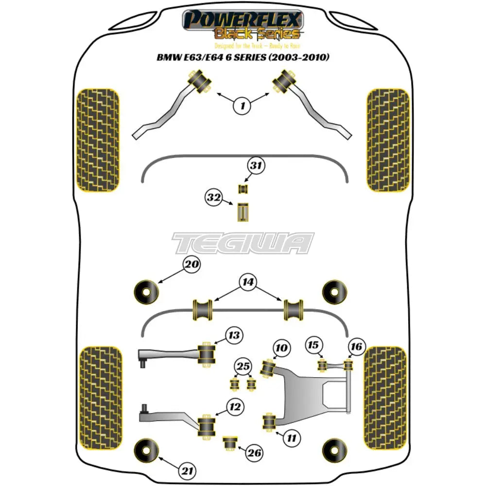 Powerflex Black Series Front Radius Arm To Chassis Bush Bmw 6 E63 E64 03-10 Bushes