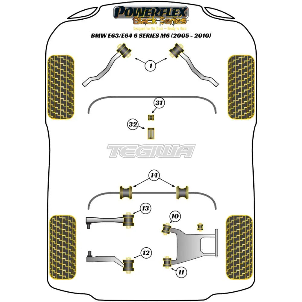 Powerflex Black Series Front Radius Arm To Chassis Bush Bmw 6 E63 E64 M6 05-11 Bushes